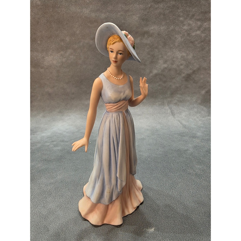 Home Interiors Camille Figurine 14039-03 Blue Pink Dress Sun Hat Porcelain 2003